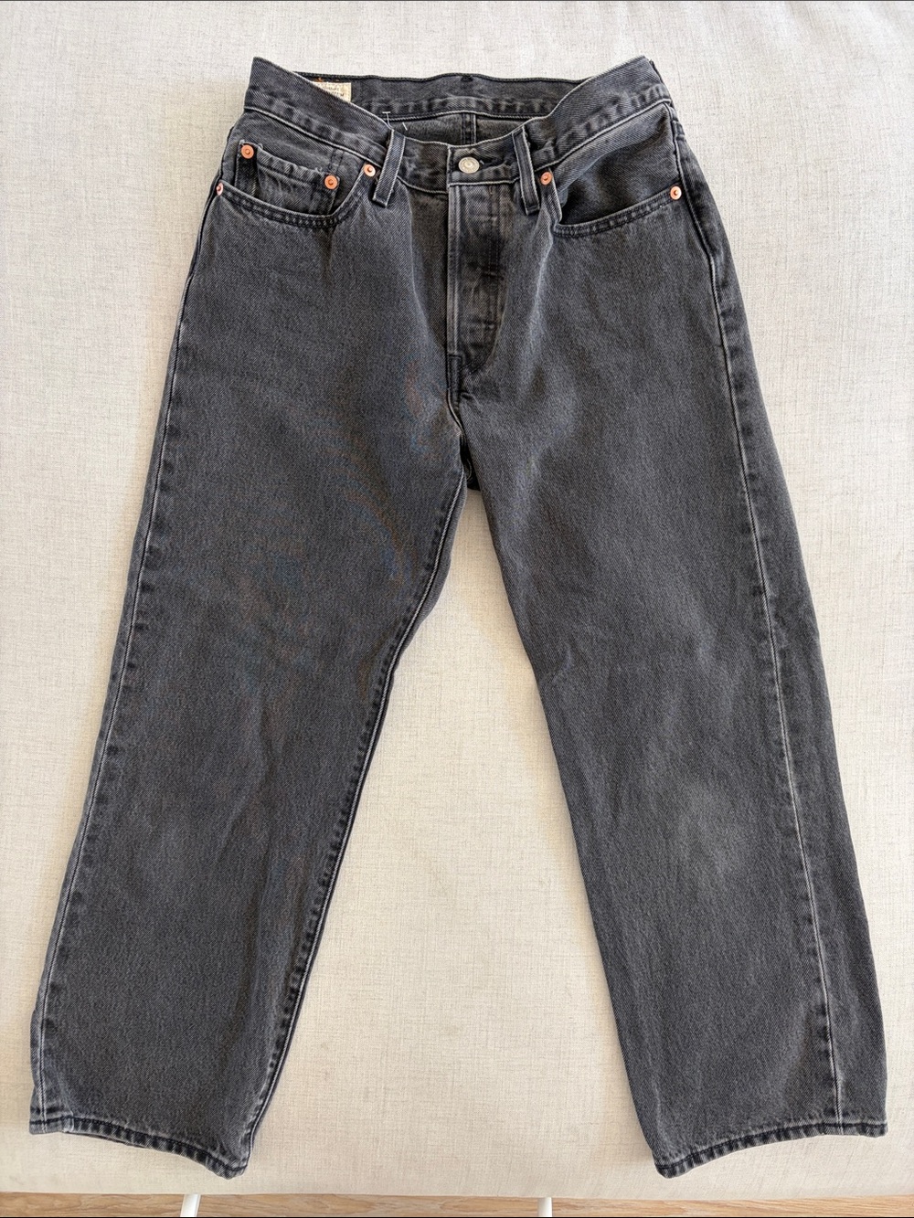 Levi's 501 90s Ankle Straight Fit Black Washed Jeans 26W x 27L